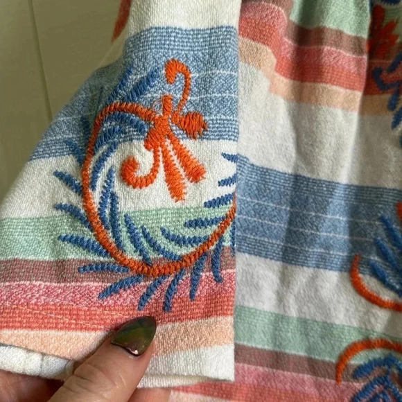 FREE PEOPLE | boho embroidered | stripe flowy tank |size S - Picture 4 of 8